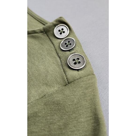 J Jill Top Womens Small Green Knit Tunic Shoulder Buttons 3/4 Sleeve Casual Soft - Picture 7 of 12